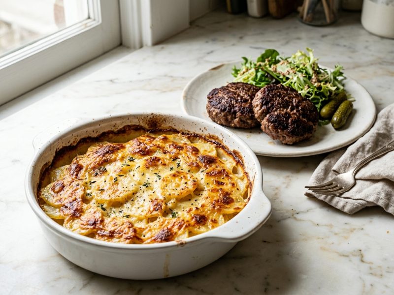 Pavés savoyard et gratin de pommes de terre