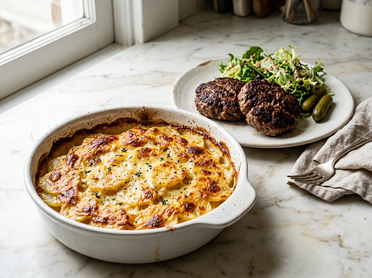 Pavés savoyard et gratin de pommes de terre