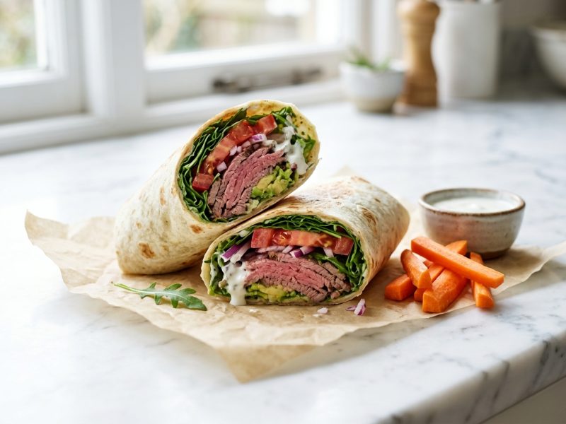Wrap de bavette froide et sauce au yaourt