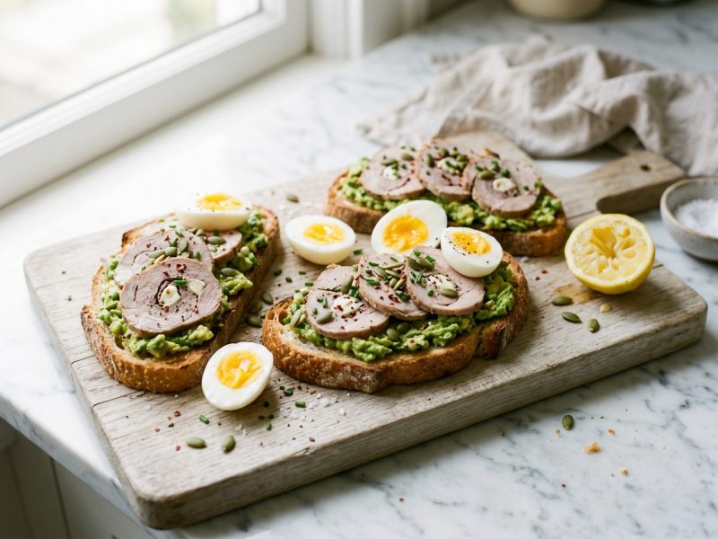 Tartines du matin au rôti de veau farci