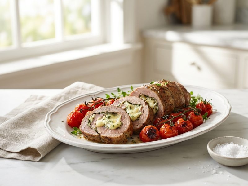 Rôti de veau farci au fromage, au four