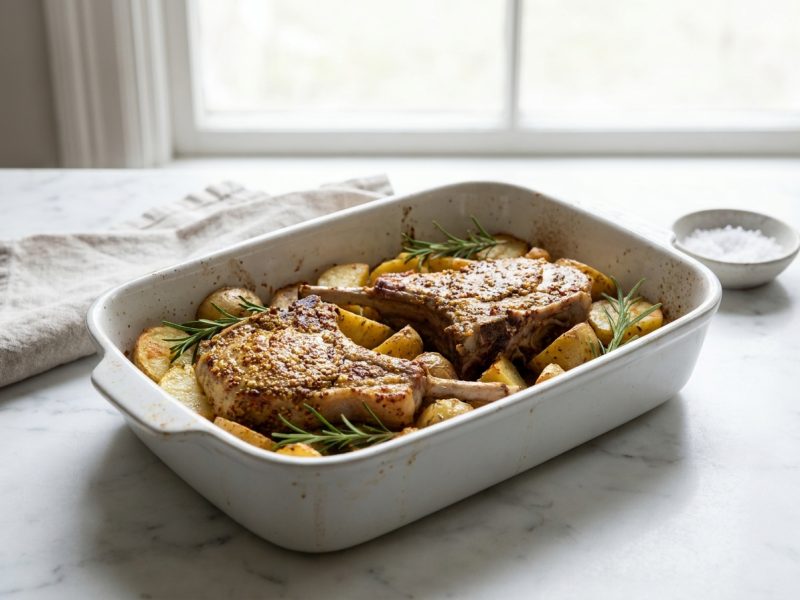 Côtes de veau à la moutarde, au four
