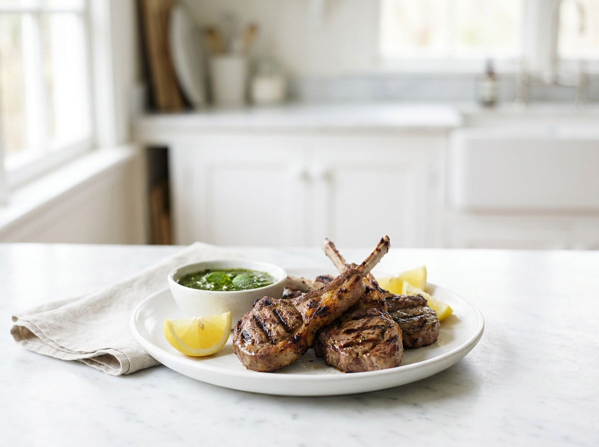 Côtelettes d’agneau grillées à la menthe