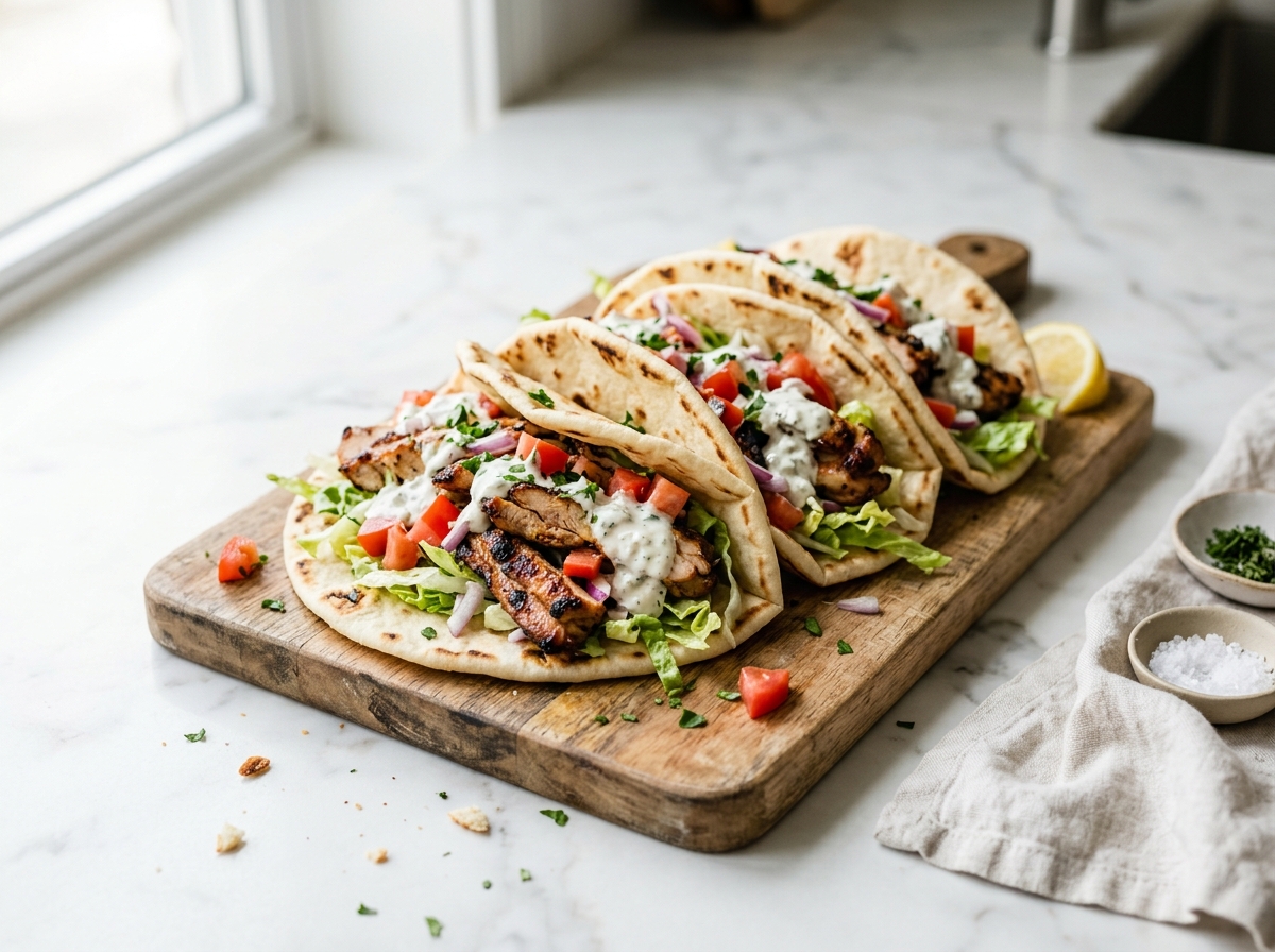 Wraps de poulet mariné à la plancha